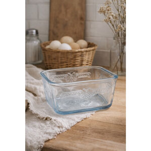 Vintage Fire-King Philbe Clear Glass Refrigerator Dish Ovenware Anchor Hocking